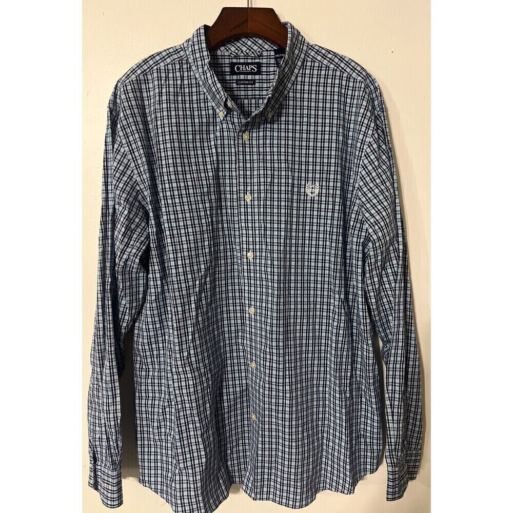 Ralph Lauren Button Down Shirt Men's XXL Blue‎ Teal Custom Fit Long Sleeve